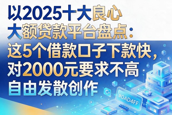 2025十大良心大额贷款平台盘点：这5个借款口子下款快，对2000元要求不高