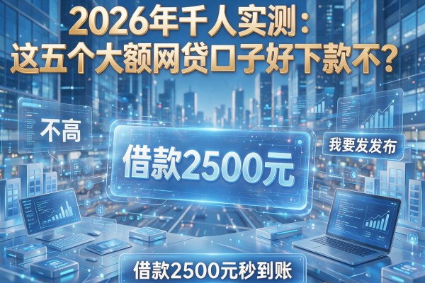 2026年千人实测：这五个大额网贷口子好下款不？要求不高，借款2500元秒到账！