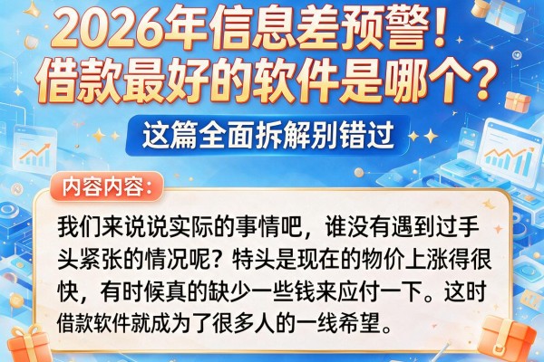 2026年信息差预警！借款最好的软件是哪个？这篇全面拆解别错过