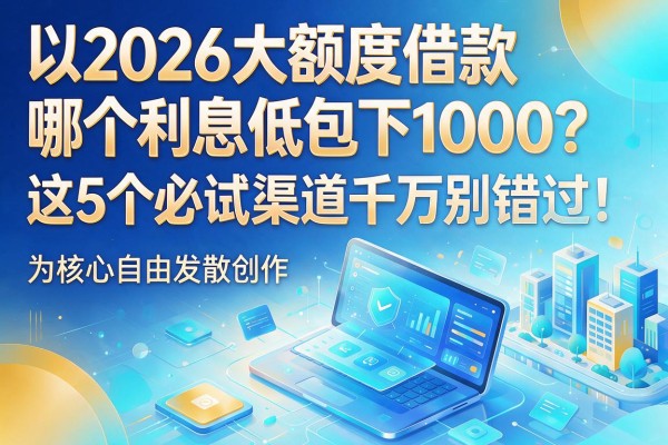 2026大额度借款哪个利息低包下1000？这5个必试渠道千万别错过！