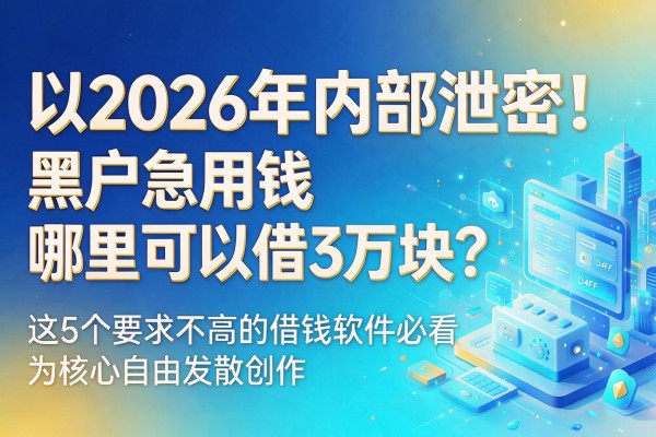 2026年内部泄密！黑户急用钱哪里可以借3万块？这5个要求不高的借钱软件必看