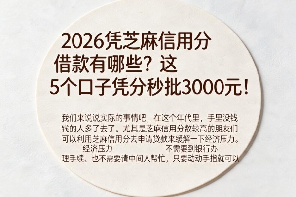 2026凭芝麻信用分借款有哪些？这5个口子凭分秒批3000元！