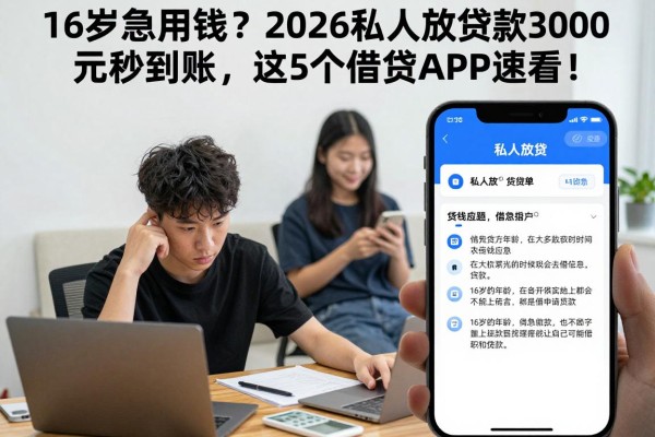 16岁急用钱？2026私人放贷款3000元秒到账，这5个借钱APP速看！