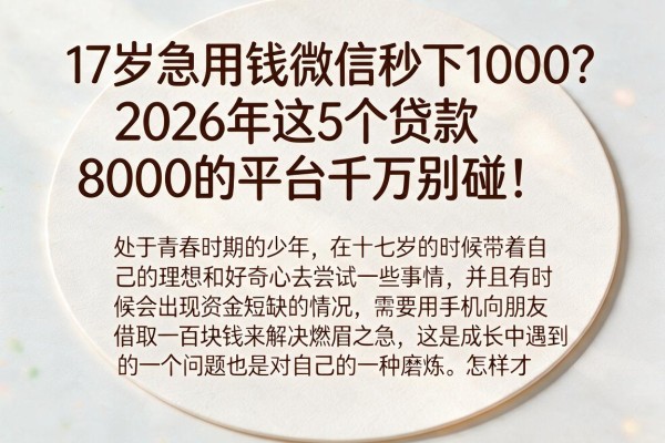 17岁急用钱微信秒下1000？2026年这5个贷款8000的平台千万别碰！