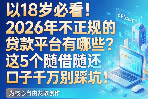 18岁必看!2026年不正规的贷款平台有哪些?这5个随借随还口子千万别踩坑!