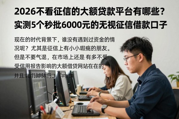 2026不看征信的大额贷款平台有哪些?实测5个秒批6000元的无视征信借款口子