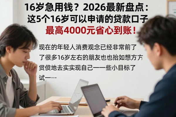 16岁急用钱？2026最新盘点：这5个16岁可以申请的贷款口子，最高4000元省心到账！