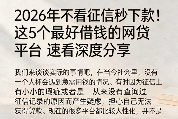 2026年不看征信秒下款!这5个最好借钱的网贷平台速看深度分享