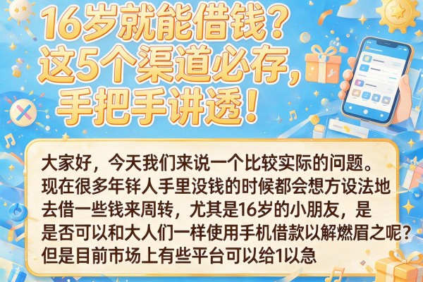 16岁就能借钱？这5个渠道必存，手把手讲透！