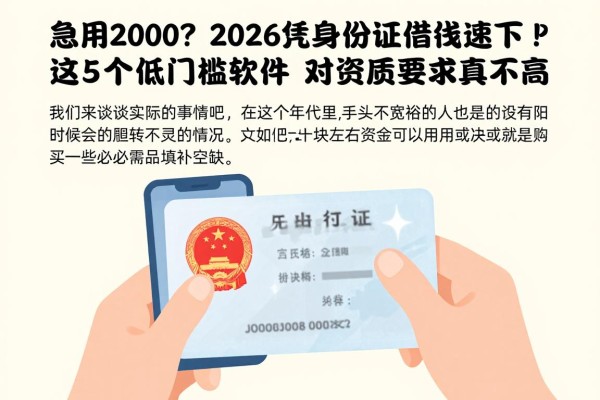 急用2000?2026凭身份证借钱速下诀窍!这5个低门槛软件对资质要求真不高--