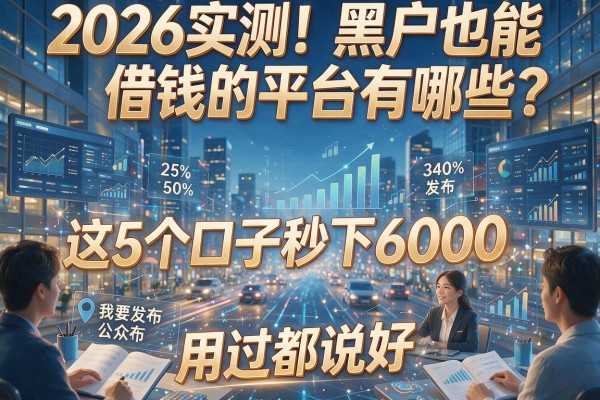 2026实测！黑户也能借钱的平台有哪些？这5个口子秒下6000，用过都说好