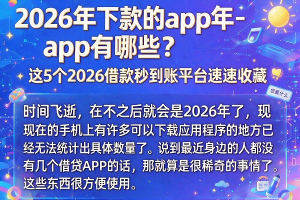 2026年下款的app有哪些？这5个2026借款秒到账平台速速收藏