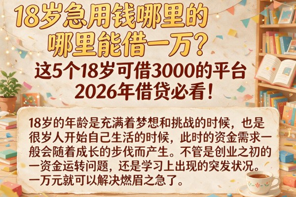 18岁急用钱哪里能借一万？这5个18岁可借3000的平台2026年借贷必看！
