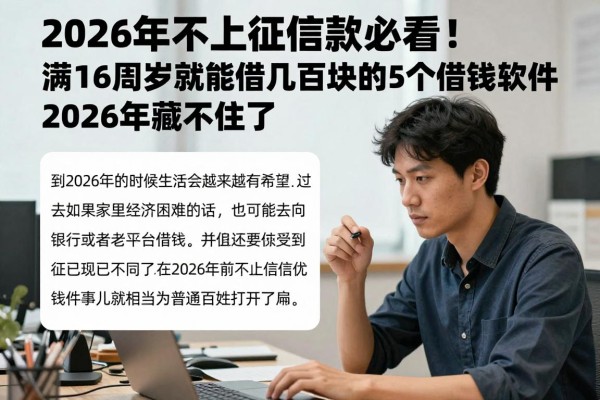 2026年不上征信借款必看！满16周岁就能借几百块的5个借钱软件，2026年藏不住了