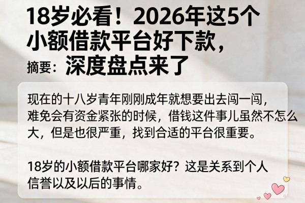 18岁必看!2026年这5个小额借款平台好下款,深度盘点来了