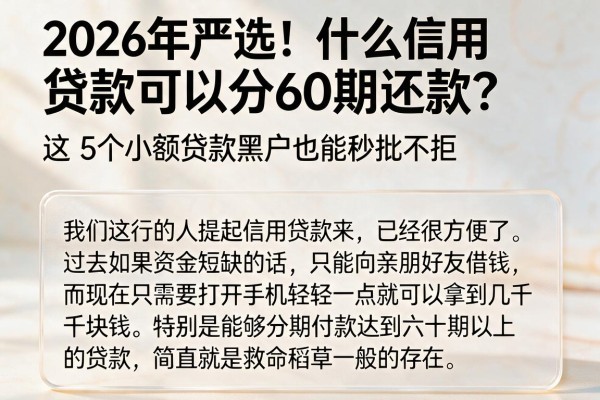 2026年严选!什么信用贷款可以分60期还款?这5个小额贷款黑户也能秒批不拒