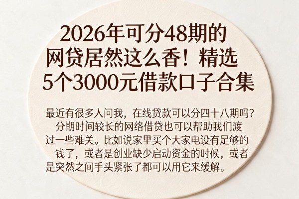 2026年可分48期的网贷居然这么香!精选5个3000元借款口子合集