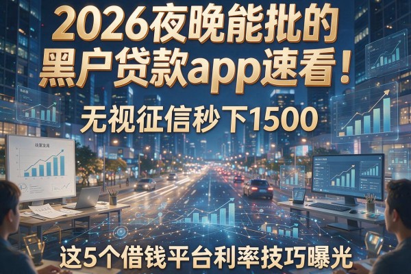 2026夜晚能批的黑户贷款app速看！无视征信秒下1500，这5个借钱平台利率技巧曝光