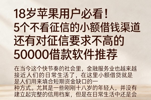 18岁苹果用户必看！5个不看征信的小额借钱渠道，还有对征信要求不高的50000借款软件推荐