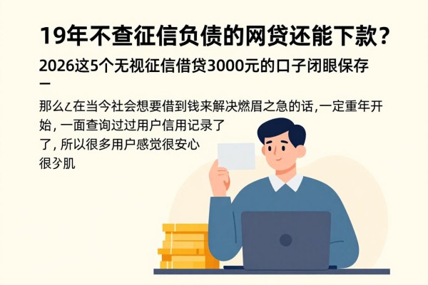 19年不查征信负债的网贷还能下款？2026这5个无视征信借钱3000元的口子闭眼保存！