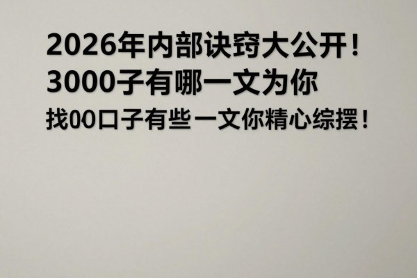 2026年内部诀窍大公开！3000口子有哪些一文为你精心综括！