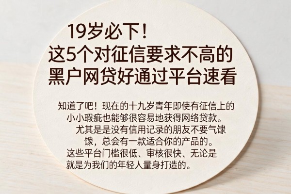 19岁必下！这5个对征信要求不高的黑户网贷好通过平台速看