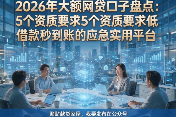 2026年大额网贷口子盘点:5个资质要求低、借款秒到账的应急实用平台