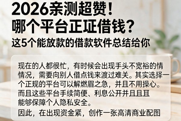 2026亲测超赞！哪个平台正规借钱？这5个能放款的借款软件总结给你