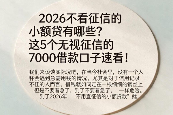 2026不看征信的小额贷有哪些？这5个无视征信的7000借款口子速看！