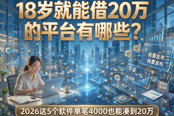 18岁就能借20万的平台有哪些？2026这5个软件单笔4000也能凑到20万！