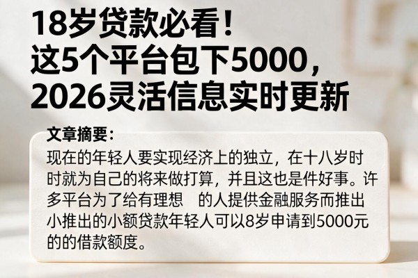 18岁贷款必看！这5个平台包下5000，2026灵活信息实时更新
