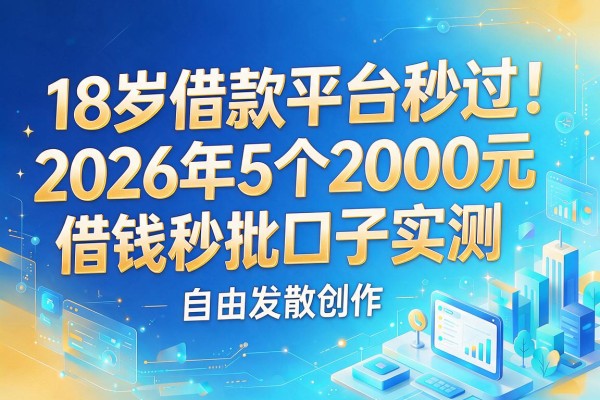 18岁借款平台秒过!2026年5个2000元借钱秒批口子实测
