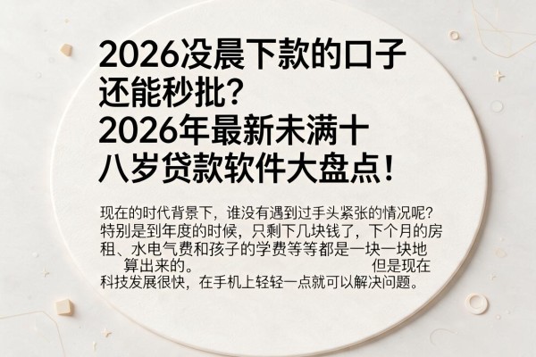 2026凌晨下款的口子还能秒批?2026年最新未满十八岁贷款软件大盘点!