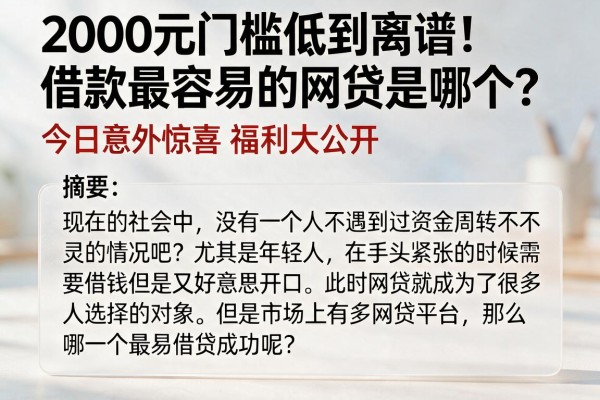 2000元门槛低到离谱！借款最容易的网贷是哪个？今日意外惊喜福利大公开