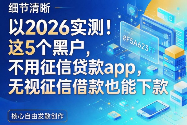 2026实测!这5个黑户不用征信贷款app,无视征信借款也能下款