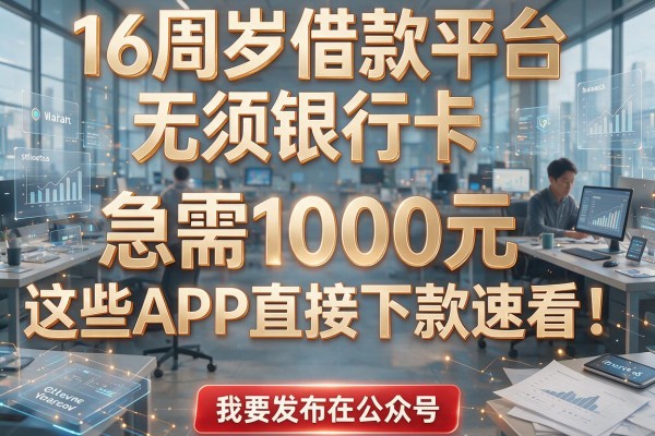 16周岁借款平台无须银行卡,急需1000元这些APP直接下款速看!