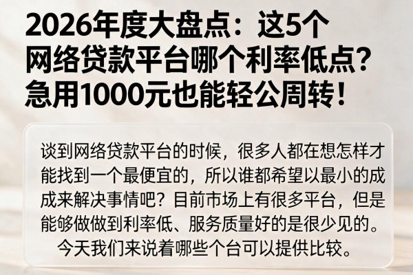 2026年度大盘点：这5个网络贷款平台哪个利率低点？急用1000元也能轻松周转！