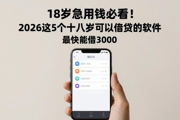 18岁急用钱必看！2026这5个十八岁可以借贷的软件，最快能借3000