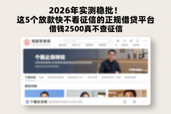 2026年实测稳批!这5个放款快不看征信的正规借贷平台,借钱2500真不查征信