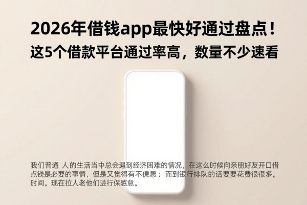 2026年借钱app最快好通过盘点!这5个借款平台通过率高,数量不少速看