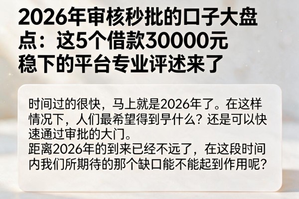 2026年审核秒批的口子大盘点：这5个借款30000元稳下的平台专业评述来了