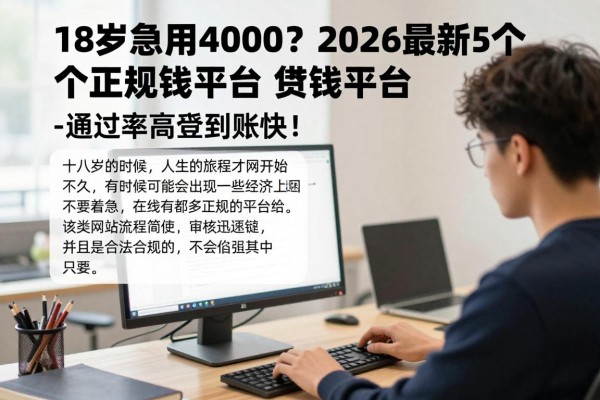 18岁急用4000？2026最新5个正规借钱平台，通过率高到账快！
