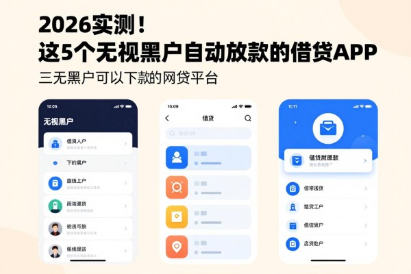 2026实测！这5个无视黑户自动放款的借钱APP，三无黑户可以下款的网贷平台都在这