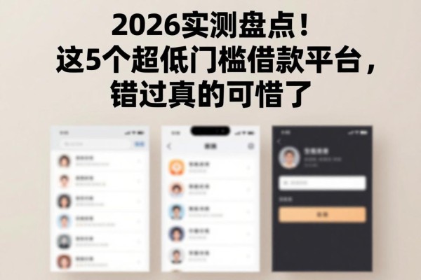 2026实测盘点！这5个超低门槛借款平台，错过真的可惜了