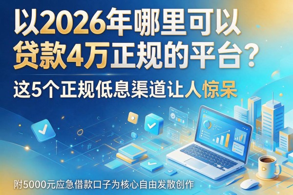 2026年哪里可以贷款4万正规的平台？这5个正规低息渠道让人惊呆，附5000元应急借款口子