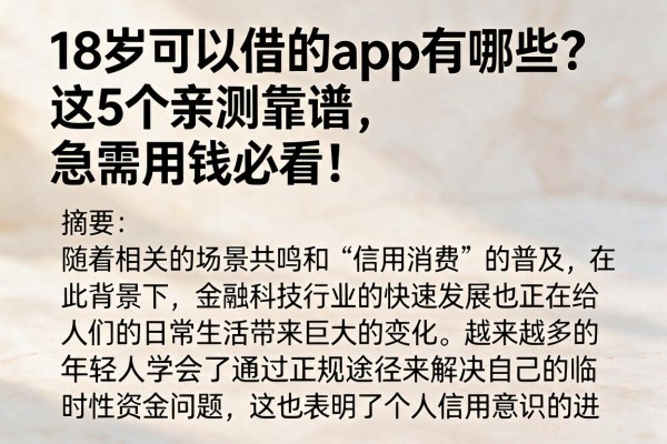 18岁可以借的app有哪些？这5个亲测靠谱，急需用钱必看！