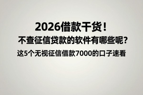 2026借款干货!不查征信贷款的软件有哪些呢?这5个无视征信借款7000的口子速看