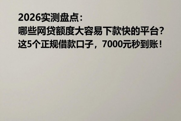 2026实测盘点：哪些网贷额度大容易下款快的平台？这5个正规借款口子，7000元秒到账！