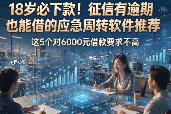 18岁必下款！征信有逾期也能借的应急周转软件推荐，这5个对6000元借款要求不高