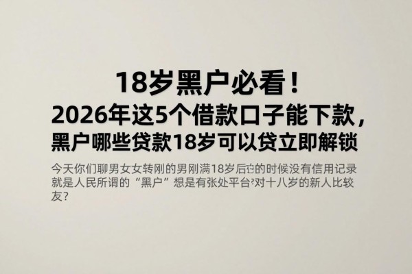 18岁黑户必看！2026年这5个借款口子能下款，黑户哪些贷款18岁可以贷立即解锁